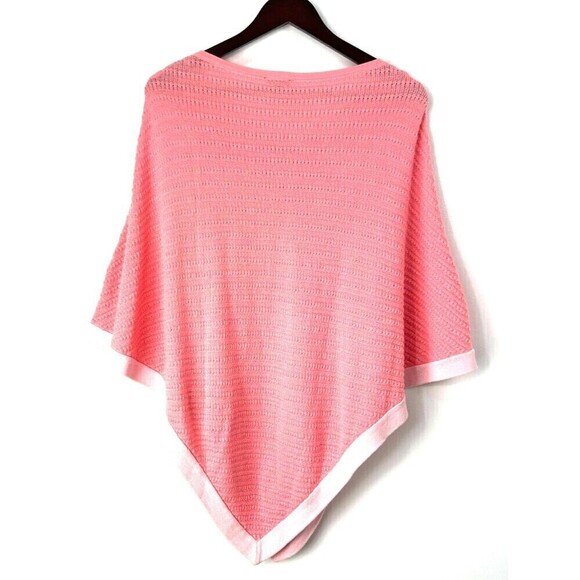 Talbots Womens Size L Pink Poncho Sweater Asymmetrical Cotton Blend Front Tie T - Picture 5 of 12
